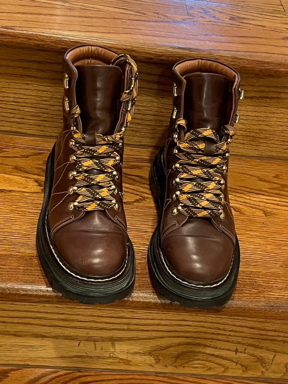 Sandro Elton Brown Quilted Leather Hiker Boots - Size 38 - MINT - Picture 7 of 7